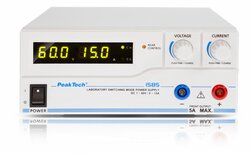 PeakTech 1585 - laboratorium schakelende voeding DC 1 - 60V / 0 - 15A met USB PeakTech 1585 - laboratorium schakelende voeding DC 1 - 60V / 0 - 15A met USB